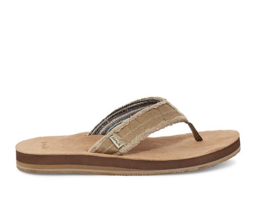 Sanuk Mens Fraid Not Soft Top Eco-Friendly Brown Flip Flops | JVGWEO281